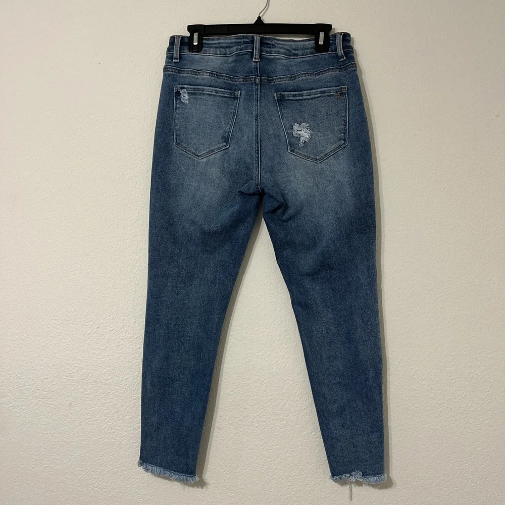 Disclosure Distressed Skinny‎ Jeans 11/30 High Rise Raw Hem Stretch Denim Blue